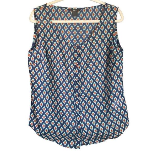 Rock 47 Diamond Print Button Down Sleeveless Blouse. Size Medium. - Picture 1 of 9